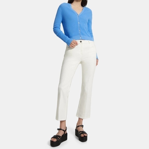 Theory Slim Cropped Pant in Washed Denim - Picture 1 of 7